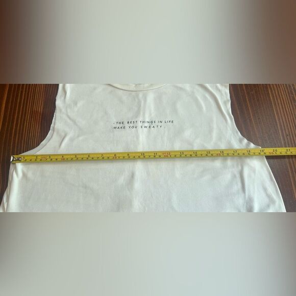 Good hYOUman Tank Top Muscle Crop Sz L “the best things in life make you sweaty” - Picture 5 of 7